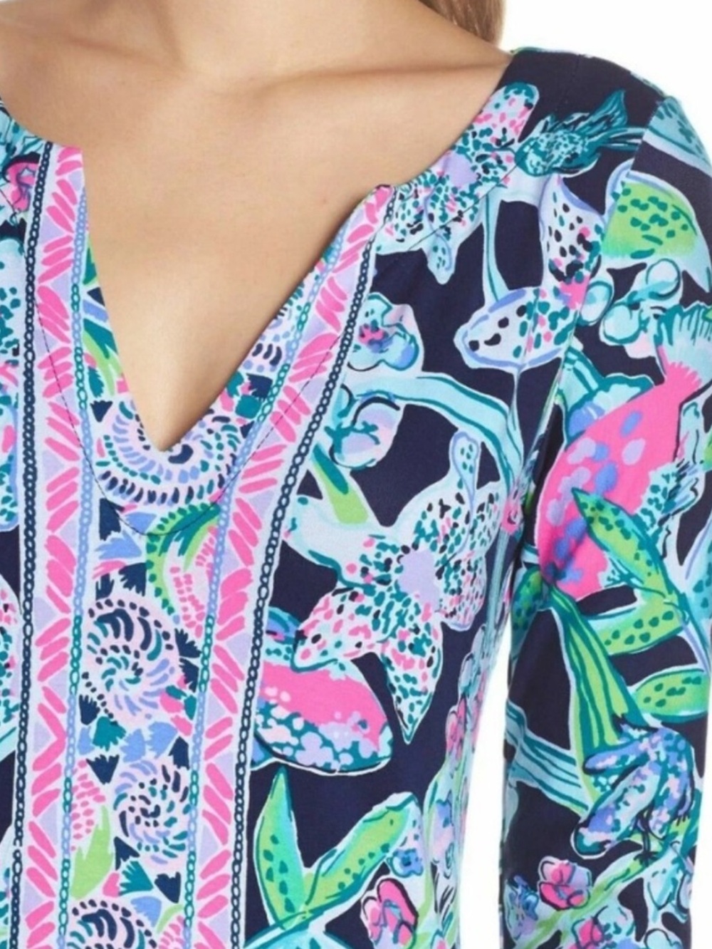 NWOT NEW Lilly Pulitzer UPF 50+ FAYE MAXI DRESS Bright Navy Sway This Way Size L - Picture 3 of 9